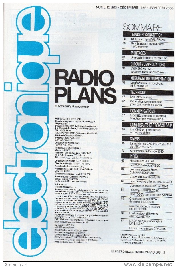 Radio Plans électronique N° 506 01/1990 La Contre-réaction De Courrant : L'OP 260 PMI - Carte 8 Sorties Pour PC ... - Sonstige Bauteile