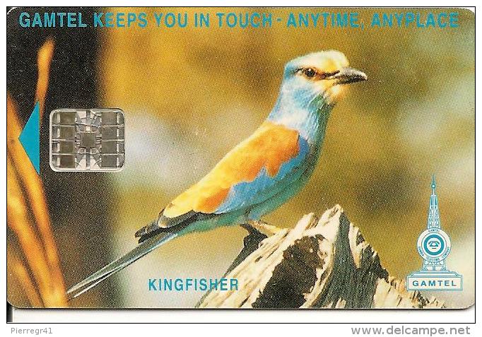 CARTE-PUCE-GAMBIE-SCHLUM--SC7-OISEAU KINGFISHER-V°N°Rge-C51148133-TBE - Gambie