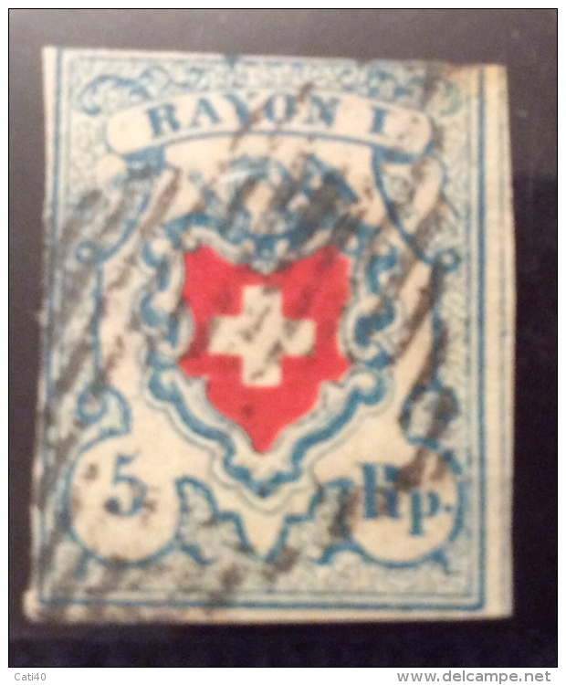 SVIZZERA POSTE FEDERALI  RAYON 1 5 R - 1843-1852 Federal & Cantonal Stamps