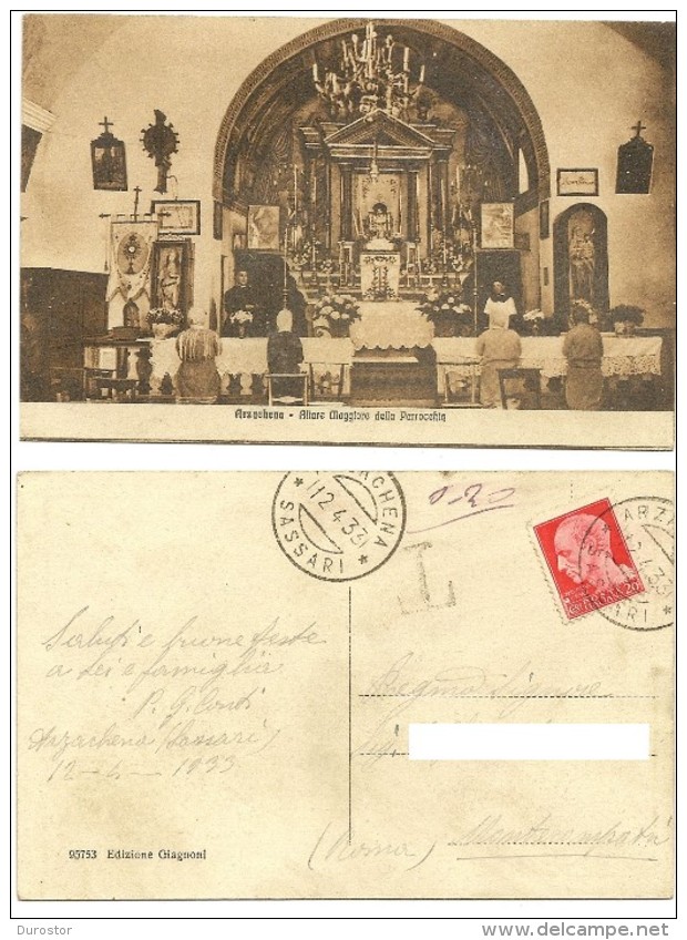Arzachena Altare Maggioredella Parrocchia, Viaggiata Il 12.4.1933 - Sassari