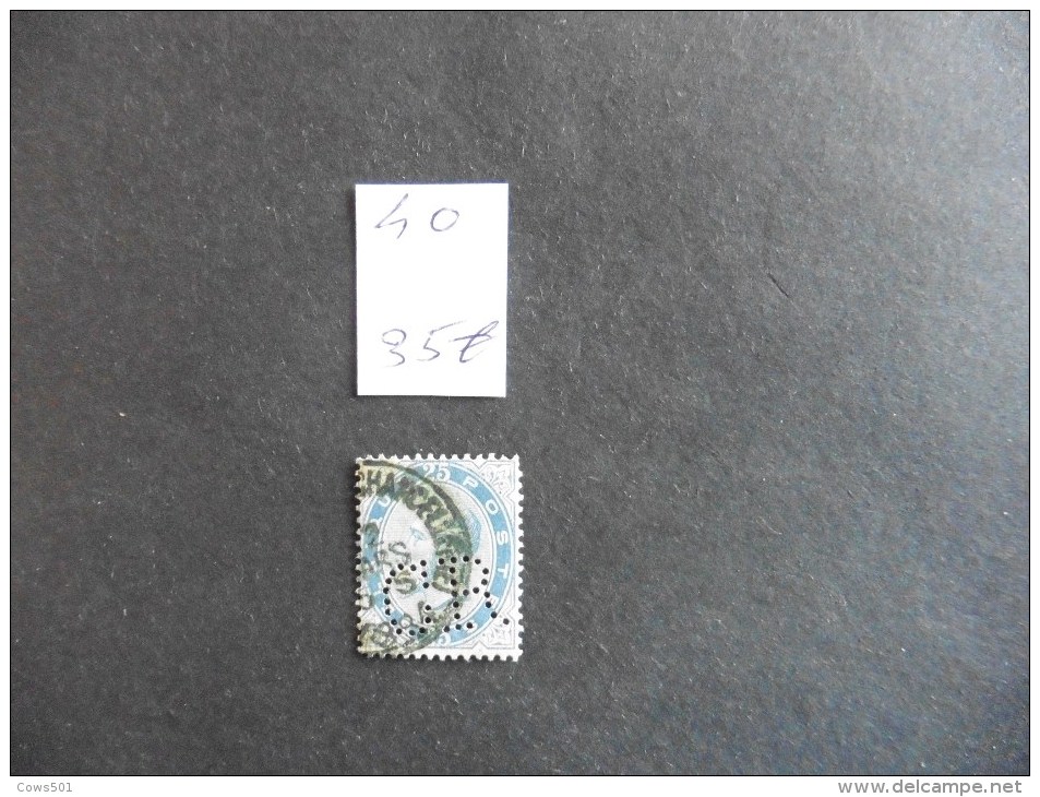 Belgique  :Perfins :timbre N° 40 Perforé   C R Oblitéré - Unclassified