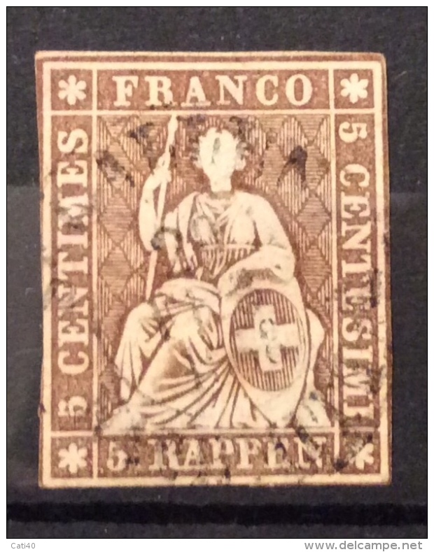 SVIZZERA 1854 - 5 R  Usato - Gebraucht