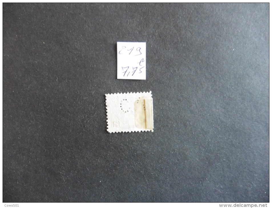 Belgique  :Perfins :timbre N° 219  Perforé   C A  Oblitéré - Unclassified