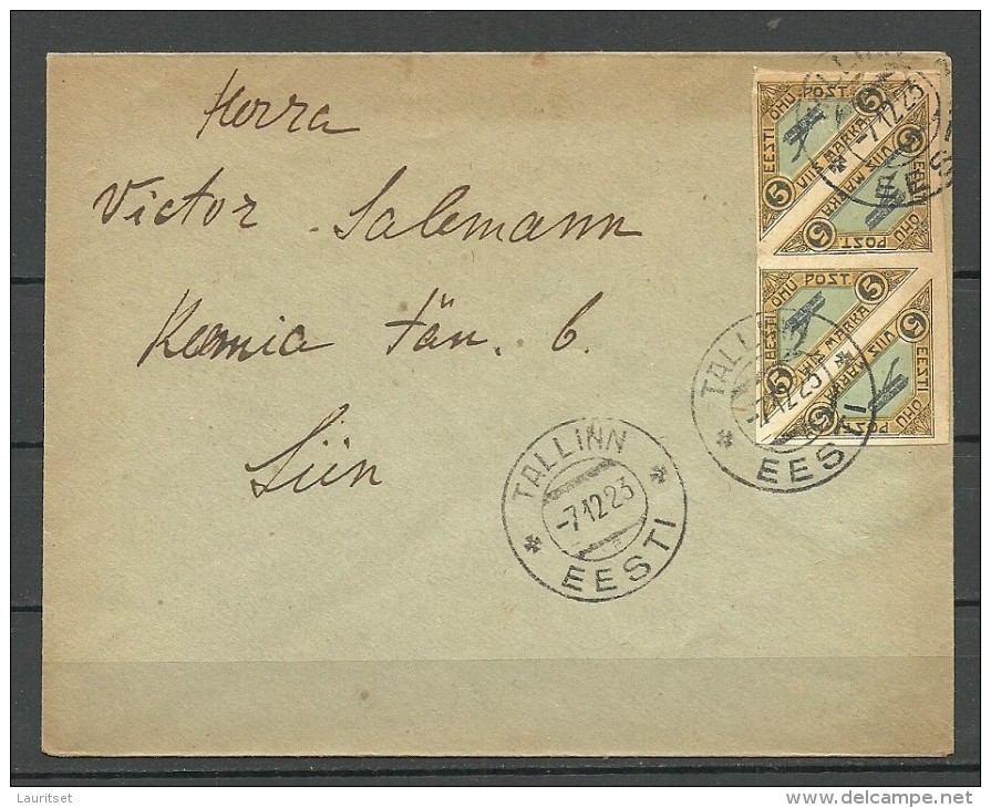Estland Estonia Estonie 1923 Brief Mit Michel 14 In 4-Block - Estonie