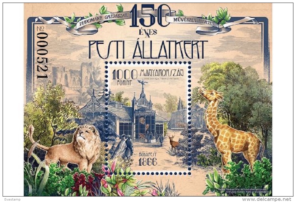 HUNGARY - 2016. S/S - 150 Year Old Budapest Zoo / Lion,Giraffe,Lemur - Ongebruikt