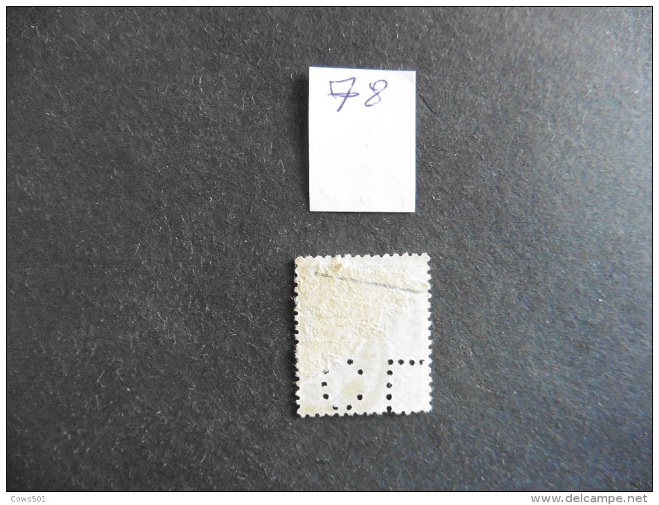 Belgique  :Perfins :timbre N° 78  Perforé   C L   Oblitéré - Ohne Zuordnung