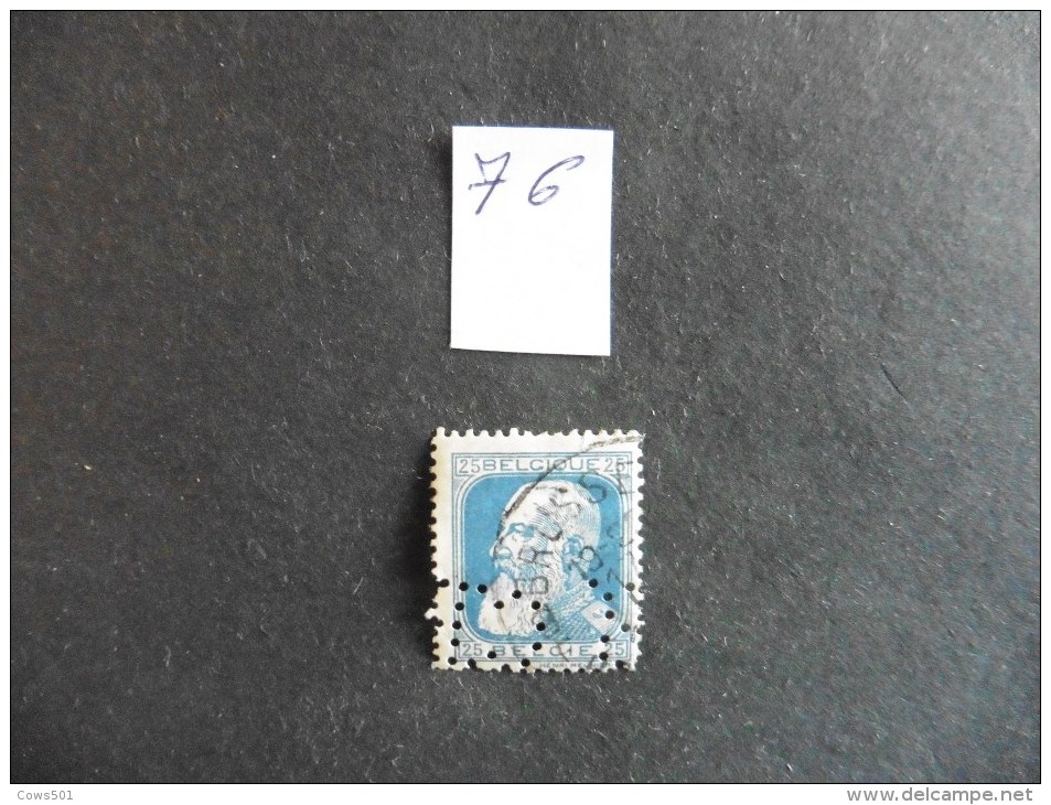 Belgique  :Perfins :timbre N° 76  Perforé   K C T   Oblitéré - Unclassified