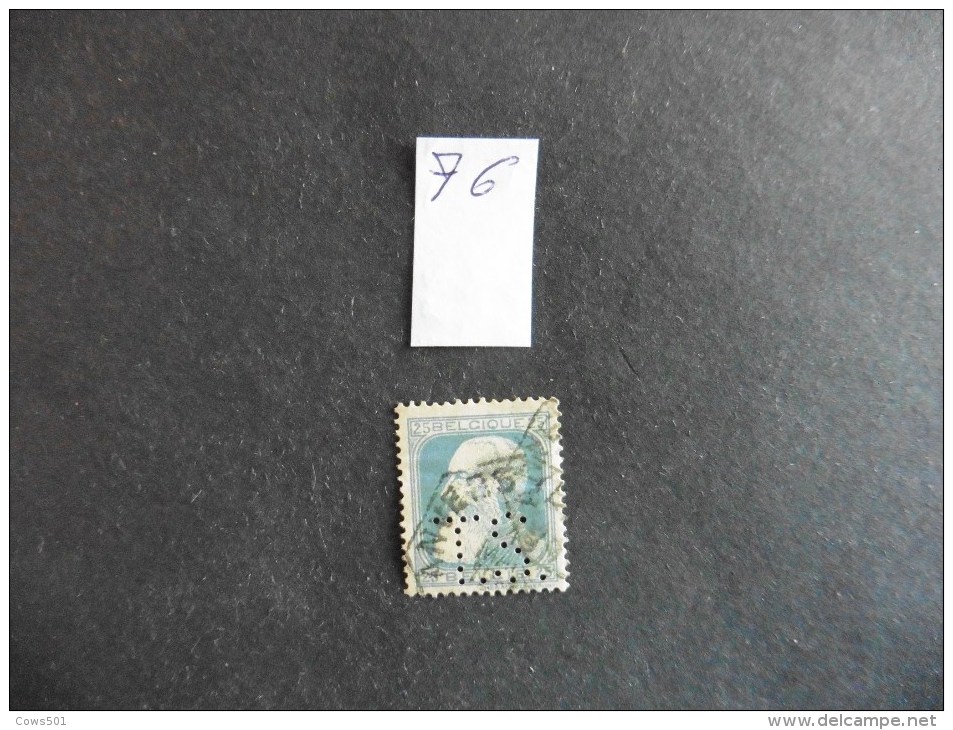 Belgique  :Perfins :timbre N° 76  Perforé  T S  Oblitéré - Non Classés