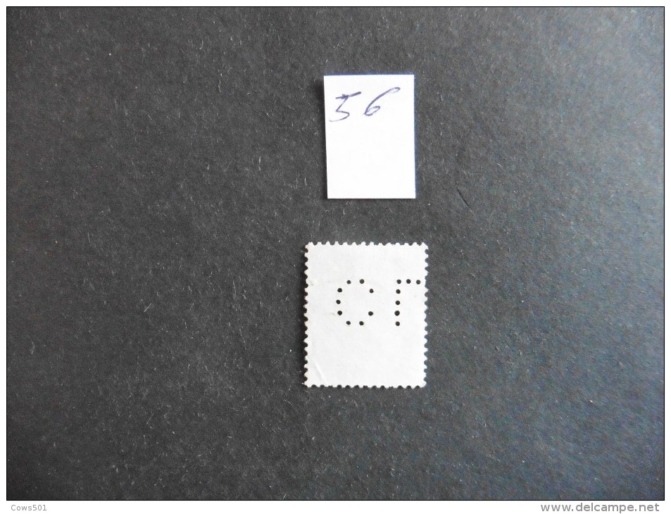Belgique  :Perfins :timbre N° 56  Perforé  C L  Oblitéré - Ohne Zuordnung