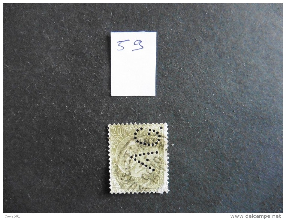 Belgique  :Perfins :timbre N° 59  Perforé  A G  Oblitéré - Non Classés
