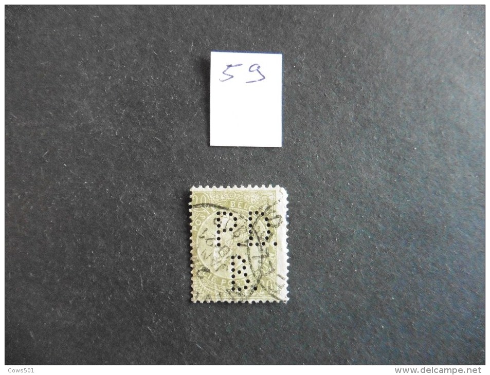 Belgique  :Perfins :timbre N° 59  Perforé  P D B  Oblitéré - Unclassified