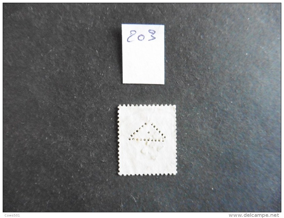 Belgique  :Perfins :timbre N° 203 Perforé  Triangle  Oblitéré - Ohne Zuordnung