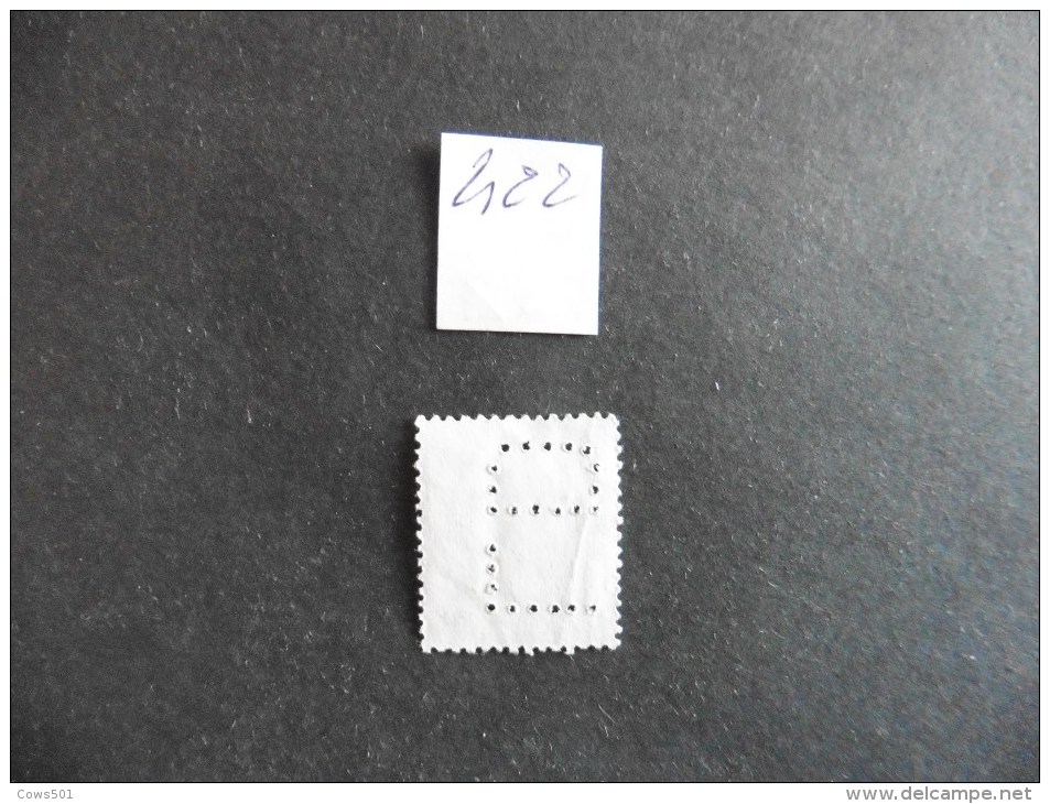 Belgique  :Perfins :timbre N° 422  Perforé   L D   Oblitéré - Ohne Zuordnung