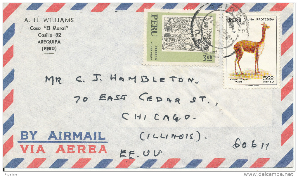 Peru Air Mail Cover Sent To USA Topic Stamps - Peru