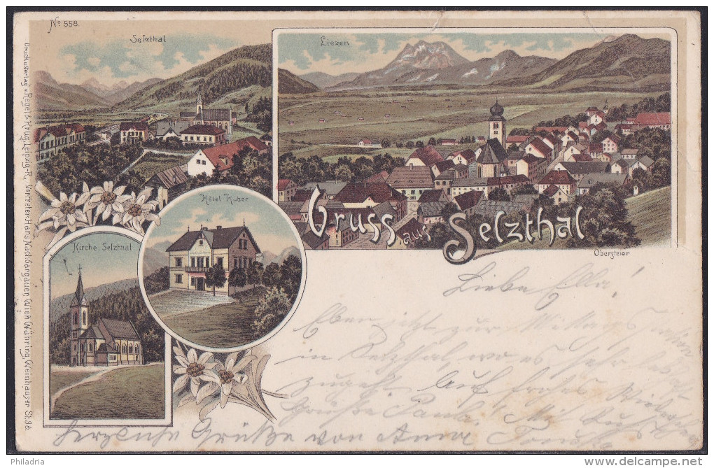 Gruss Aus Selzthal, Litho, 1897, Mailed, Creased Corner - Selzthal