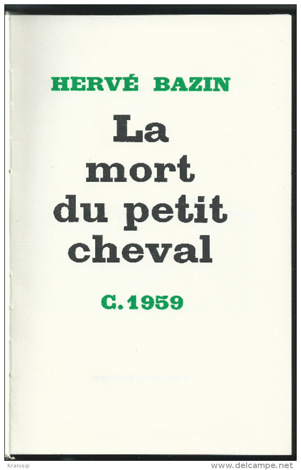 Livre    La Mort Du Petit Cheval  1950 - Roman Noir
