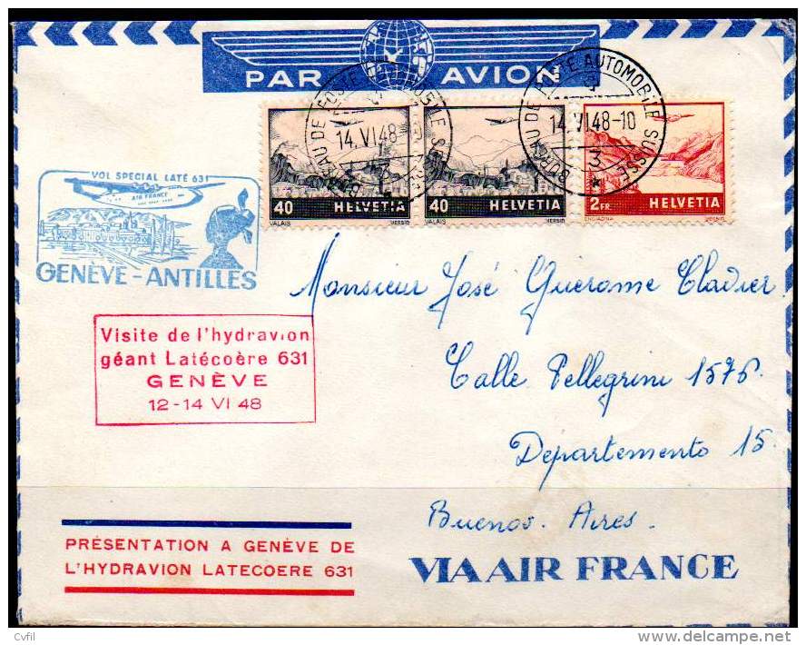 SWITZERLAND / SUISSE 1948. First Flght Genève-Antilles By Latécoère 631 - Covers & Documents