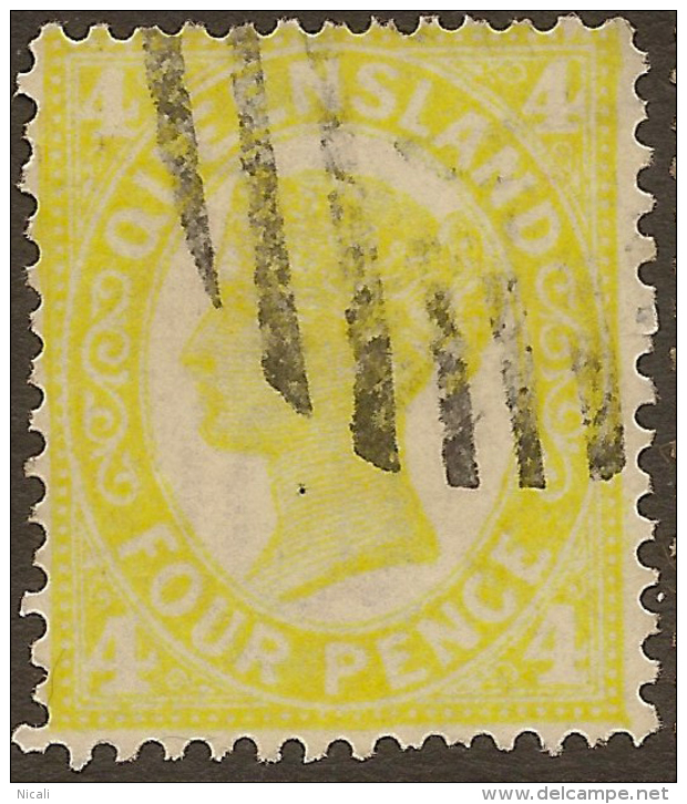 QUEENSLAND 1897 4d Yellow Die 2 QV SG 244a U #VI373 - Used Stamps