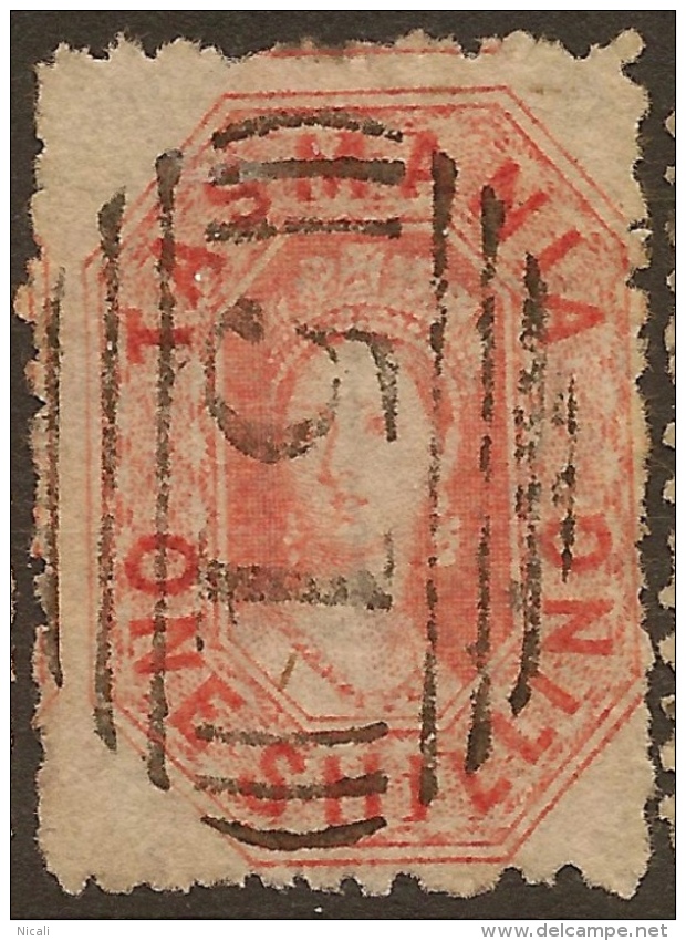 TASMANIA 1871 1/- Orange-red QV SG 141 U #VI532 - Used Stamps