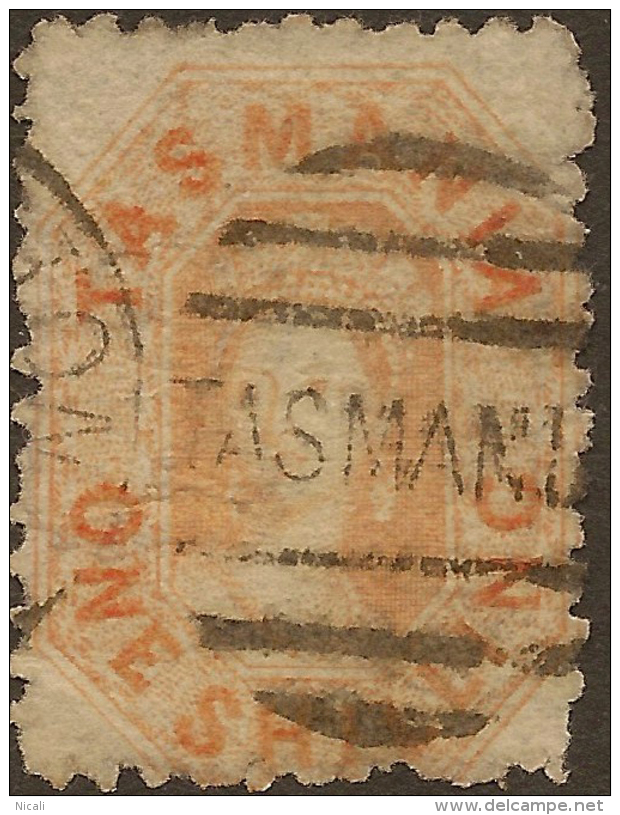 TASMANIA 1871 1/- Orange QV SG 141a U #VI533 - Oblitérés