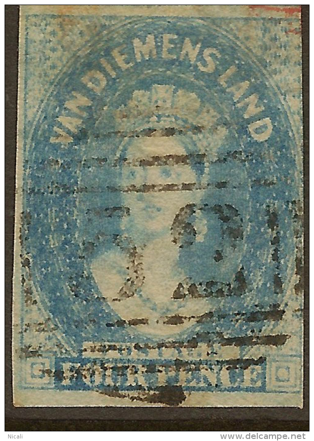 TASMANIA 1857 4d Pale Blue QV SG 36 U #VI524 - Used Stamps