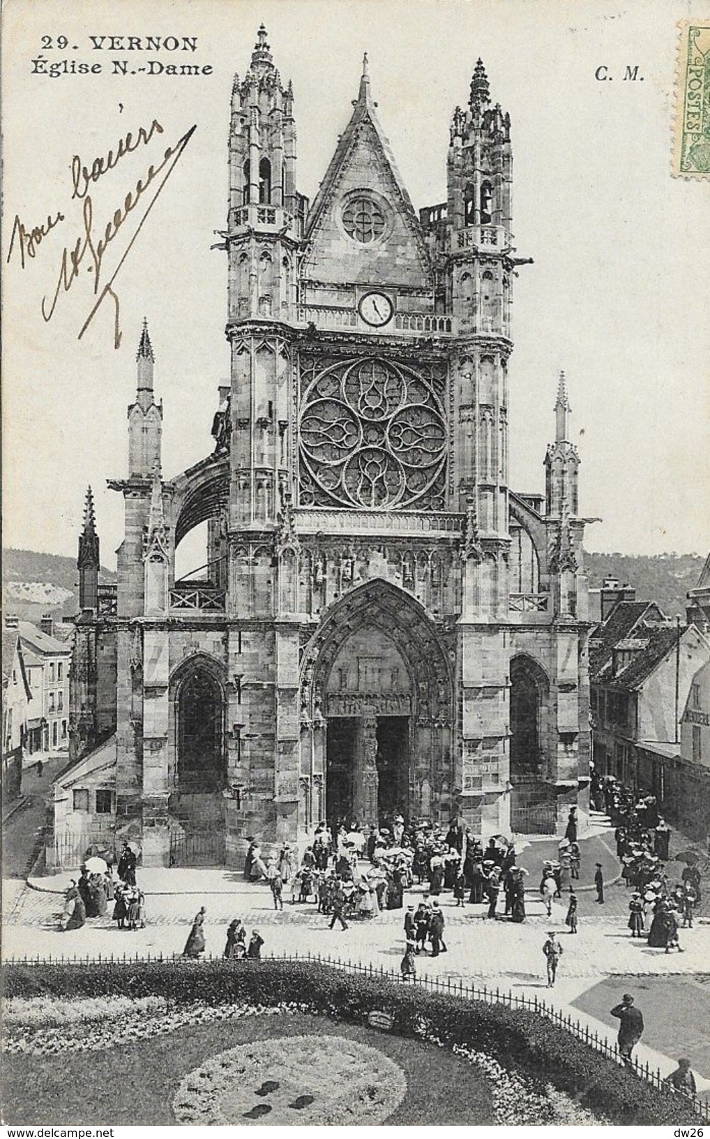 Vernon - Eglise Notre-Dame, Sortie De Messe - Edition E. Malcuit - Carte C.M. N° 29 - Vernon