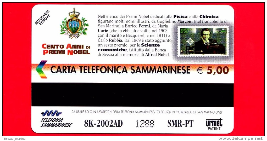 Nuova - San Marino - Scheda Telefonica - 79 - 100° Nobel - La Fisica E Chimica - San Marino