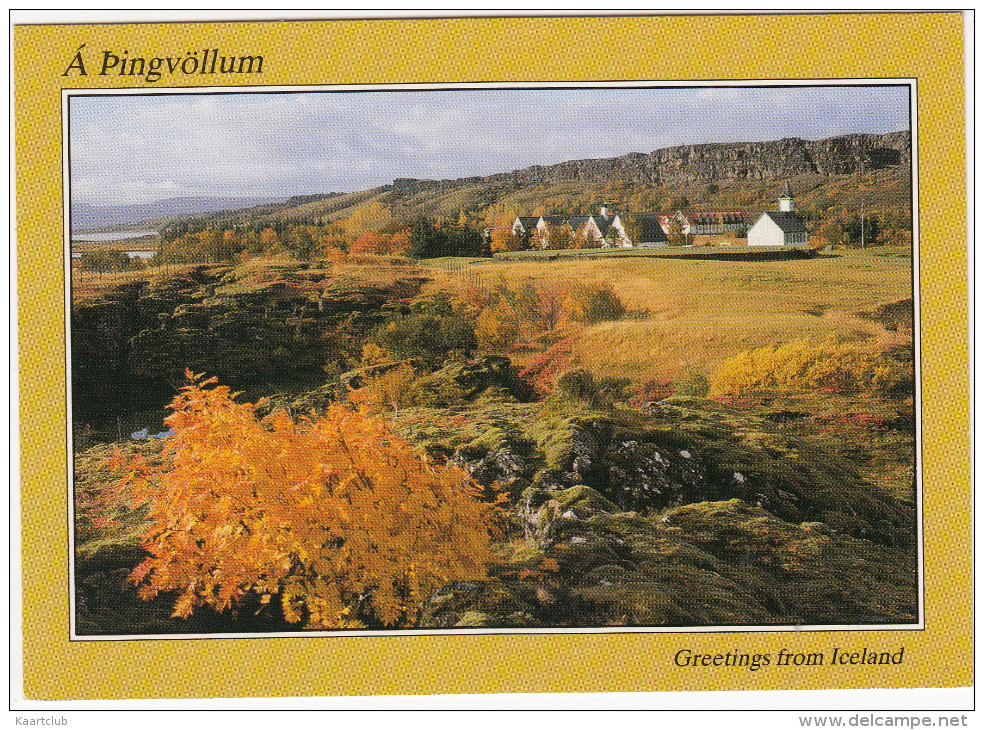 Á Pingvöllum, Kirkjan Og Prestssetriò I Bakgrunni  - Church And Parsonage - (Iceland) - IJsland