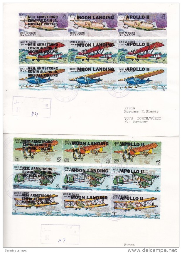Umm Al Qiwain 1969,Apollo II+Moon Landing+Neil Armstronc,se Tenant Compl.set 27 Stamps 0n 3 Off.FDC- Extr RARE-SKRILL ON - Umm Al-Qiwain