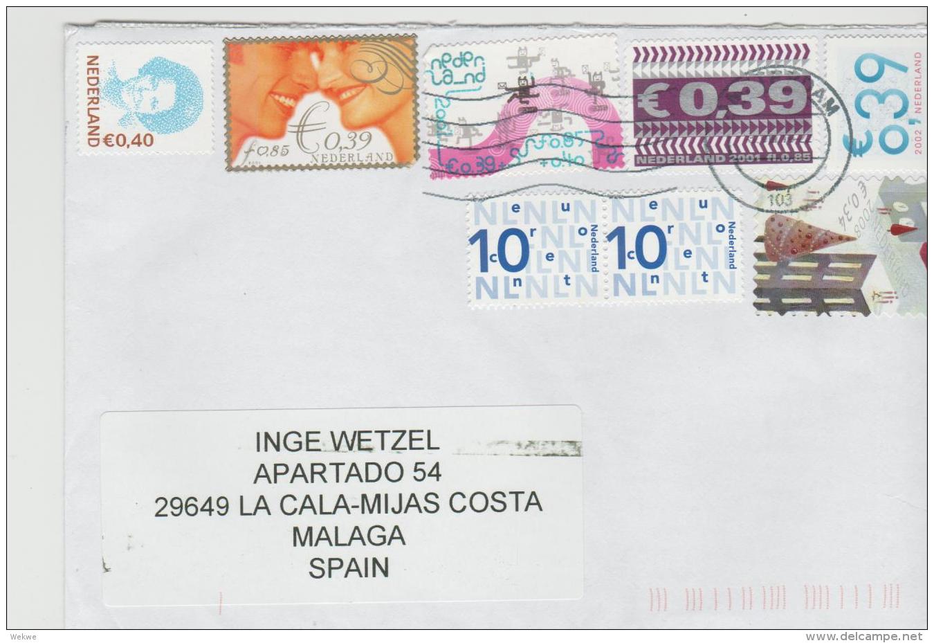 Nl299 - NIEDERLANDE - / Moderne Buntfrankatur Mit 8 Marken 2016 Nach Spanien - Cartas