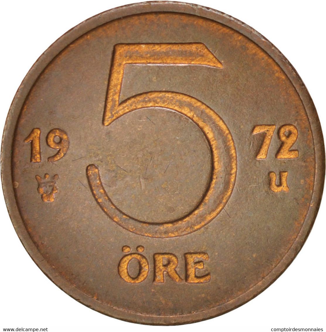 Monnaie, Suède, Gustaf VI, 5 Öre, 1972, TTB+, Bronze, KM:845 - Suède