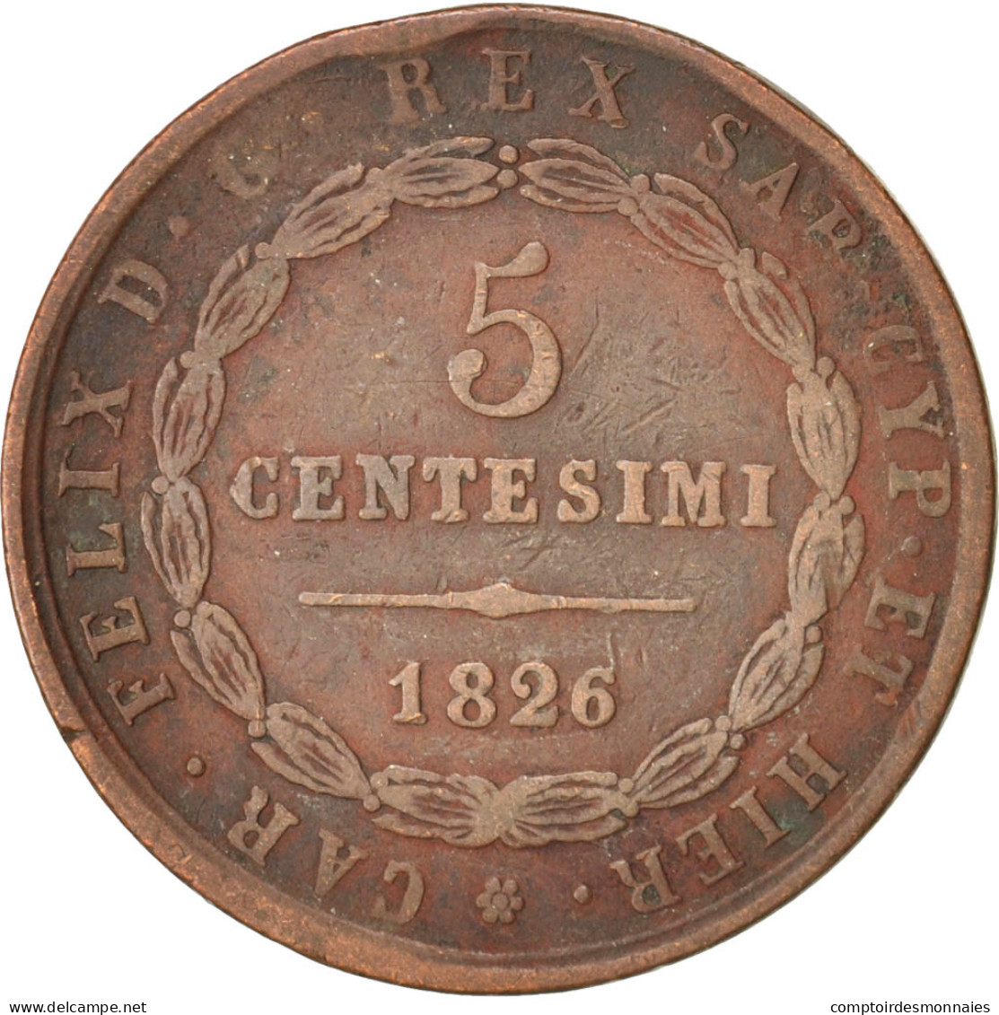 Monnaie, États Italiens, SARDINIA, Carlo Felice, 5 Centesimi, 1926, Genoa, TB - Piemonte-Sardinië- Italiaanse Savoie