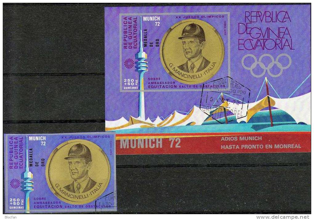 München 1972 Olympia Park Fernsehturm Guinea Äqator.170+Block 41 O 2€ Bloque Bloc Tele-tower M/s Olympic Sheet Bf Africa - Hand-Ball