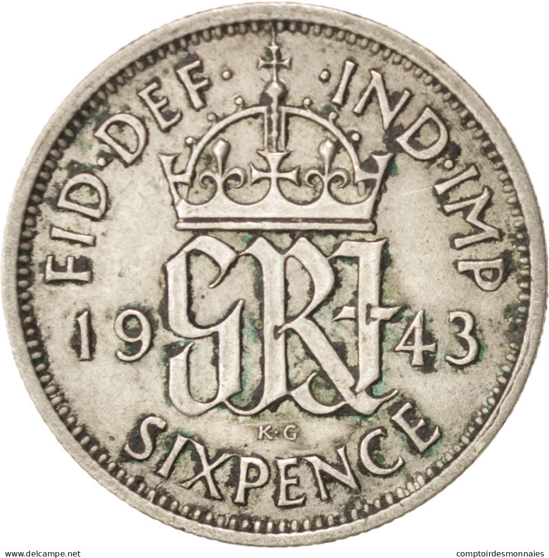 Monnaie, Grande-Bretagne, George VI, 6 Pence, 1943, TTB+, Argent, KM:852 - H. 6 Pence