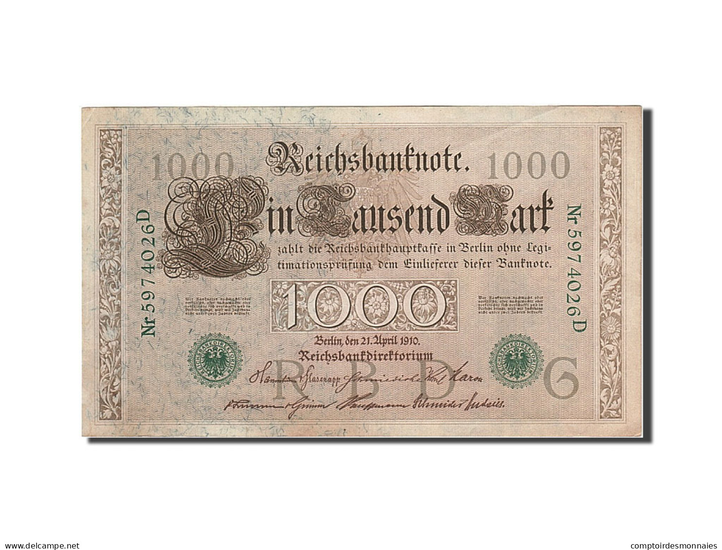 Billet, Allemagne, 1000 Mark, 1910, 1910-04-21, KM:45b, SUP+ - 1000 Mark