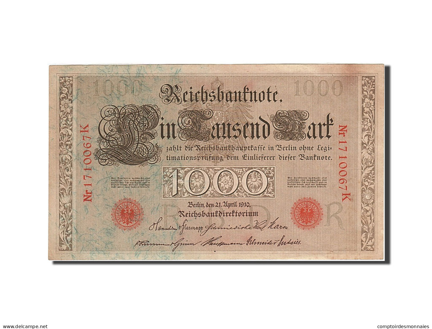 Billet, Allemagne, 1000 Mark, 1910, 1910-04-21, KM:44b, SUP+ - 1000 Mark