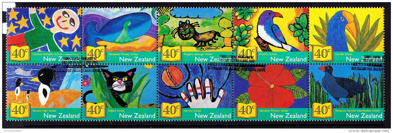 New Zealand 2002 Children's Book Festival Block Of 10 CTO - Used Stamps