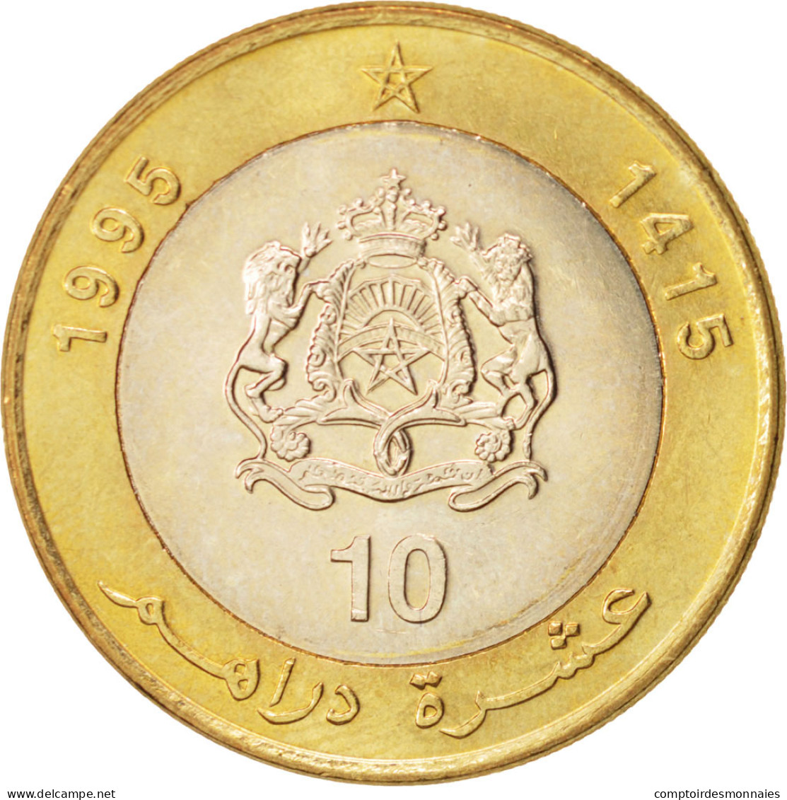 Monnaie, Maroc, Al-Hassan II, 10 Dirhams, 1995, Paris, SUP+, Bi-Metallic, KM:92 - Maroc