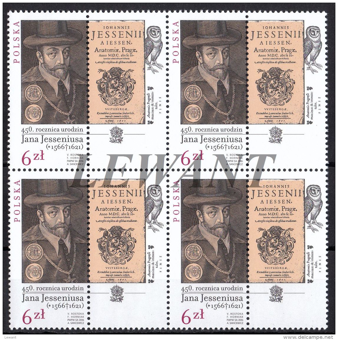 2016.06.22. 450th Anniversary Of The Birth Of John Jessenius (1566-1621) - MNH Block - Unused Stamps