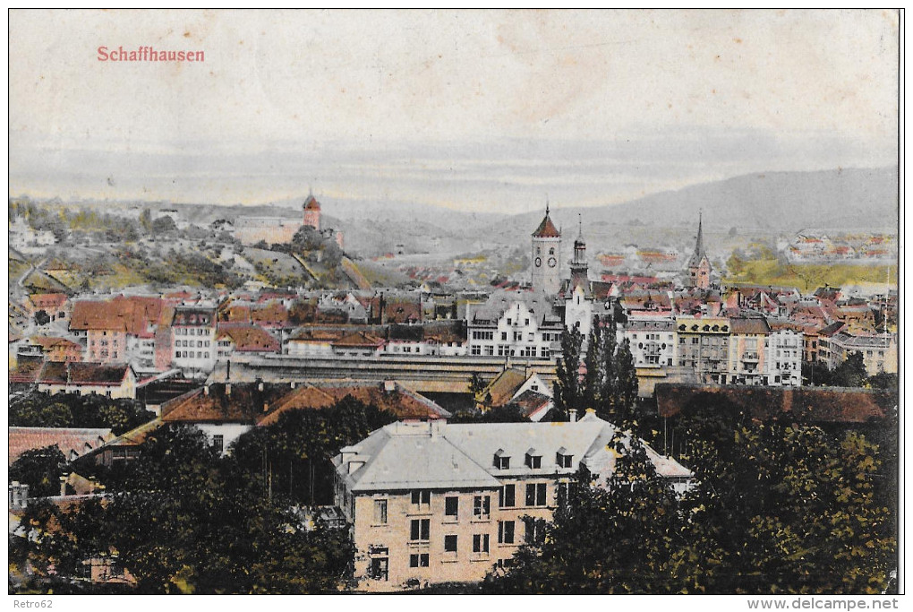 SCHAFFHAUSEN &#8594; Panorama Ansicht  Mit Dem Munot Und Den Kirchen 1911 - Sonstige & Ohne Zuordnung