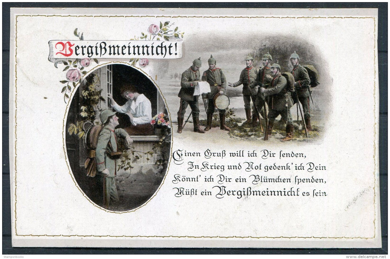 1918 Bayern Bergissmeinnicht Romantic Patriotic Postcard - Patriotic