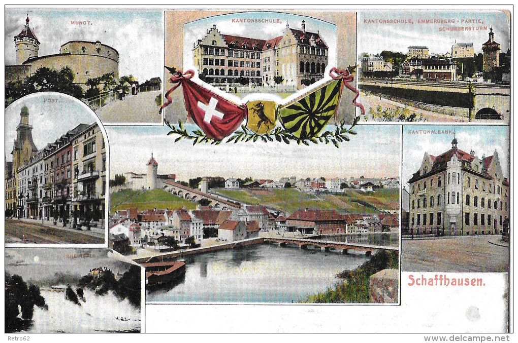 SCHAFFHAUSEN &#8594; 7-fach Litho-Karte Anno 1907 - Andere & Zonder Classificatie