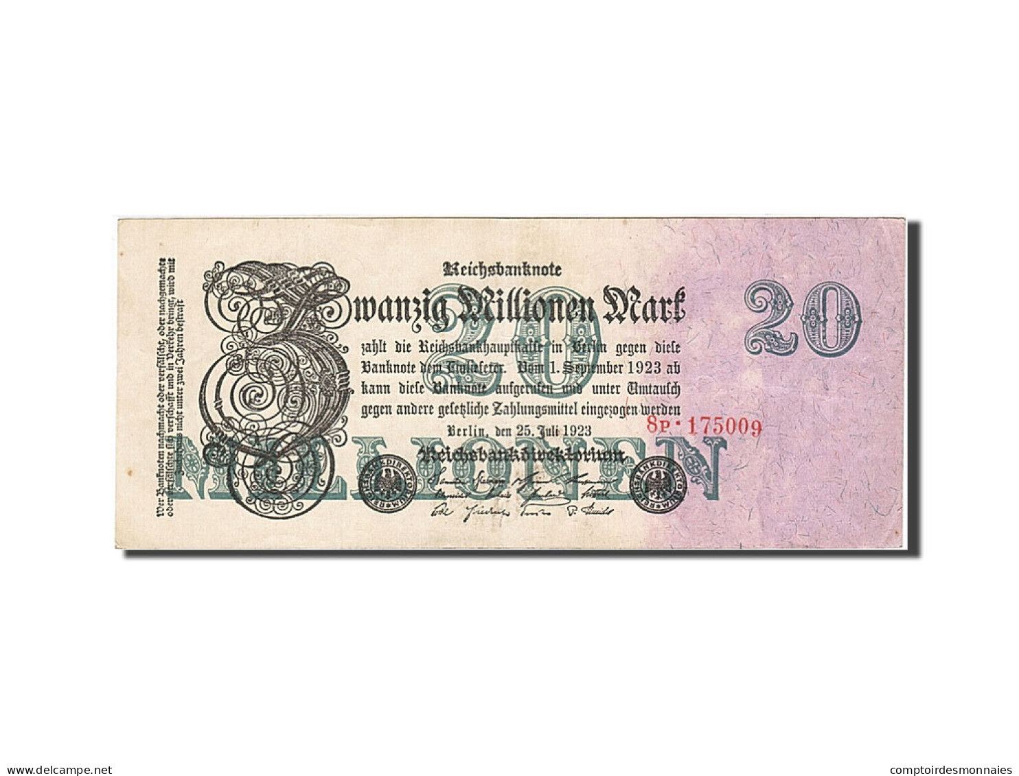 Billet, Allemagne, 20 Millionen Mark, 1923, 1923-07-25, KM:97a, SUP - 20 Mio. Mark