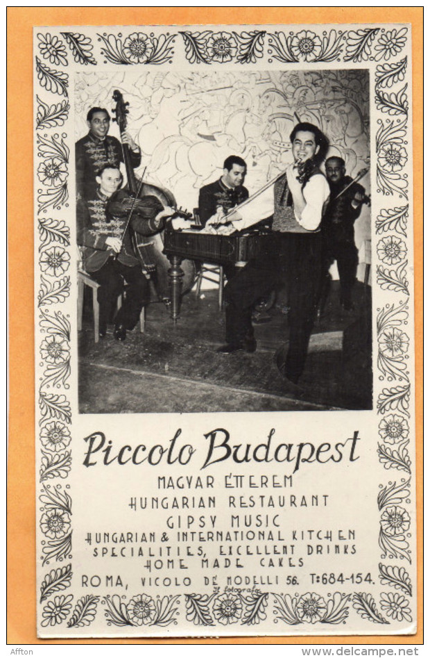 Piccolo Budapest Rome Italy Old Real Photo Postcard - Bares, Hoteles Y Restaurantes