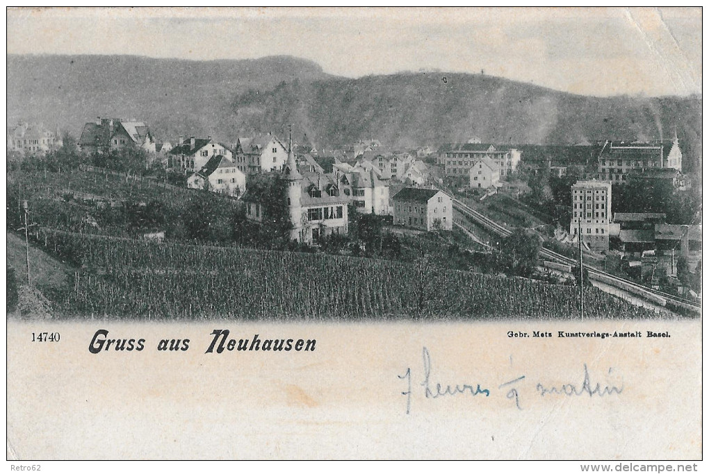 GRUSS AUS NEUHAUSEN &#8594; Dorfansicht Von Den Rebbergen Her 1903 - Neuhausen Am Rheinfall