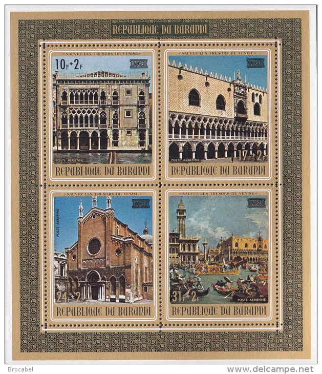 Burundi BL 0053/54**  Tresors De Venise Surcharge +2Fr  MNH - Nuovi