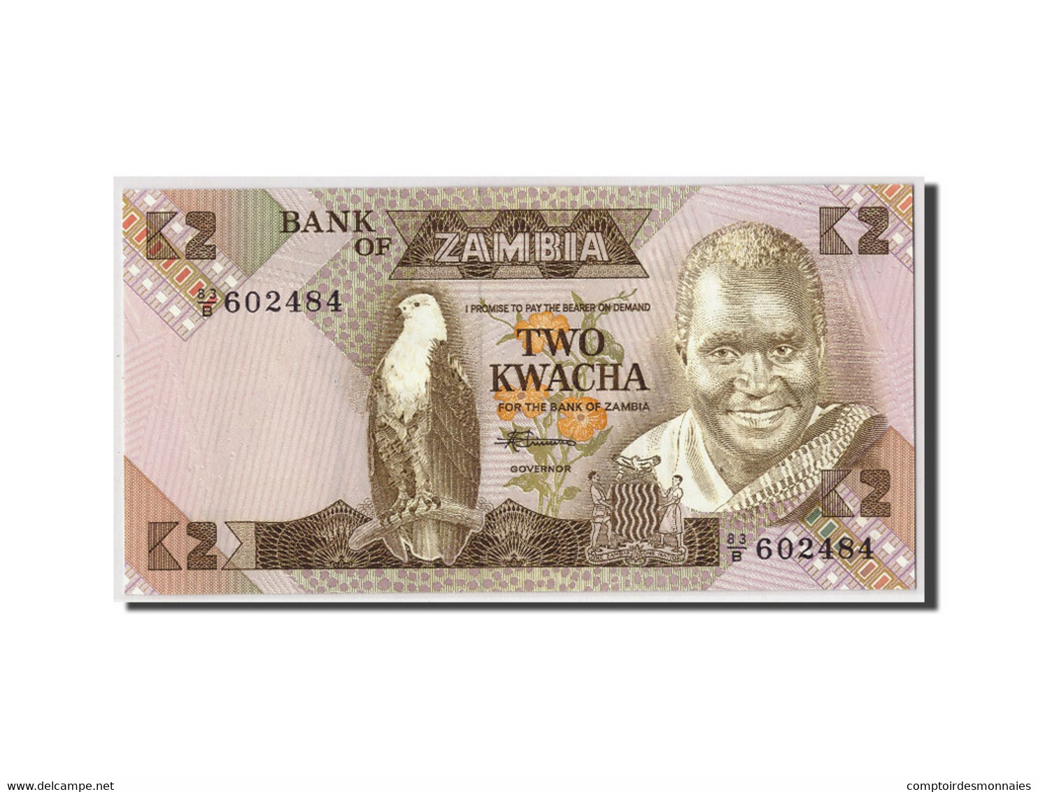 Billet, Zambie, 2 Kwacha, Undated (1980-88), KM:24c, NEUF - Zambia