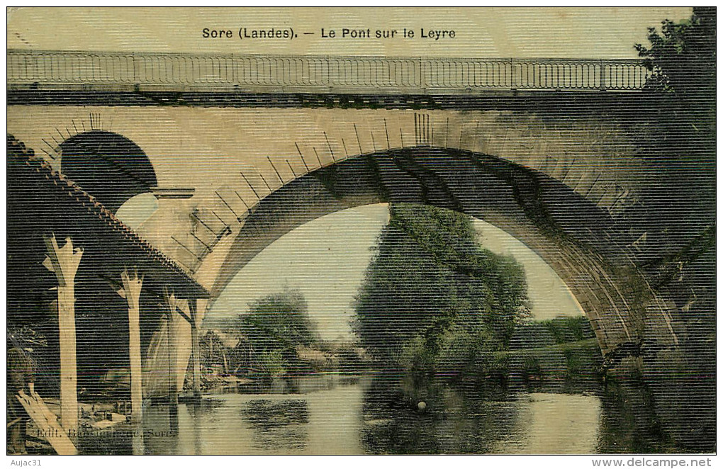 Dép 40 - Lavoirs - Lavoir - Lavandières - Lavandière - Sore - Le Pont Sur Le Leyre - Carte Toilée Couleurs - état - Sore