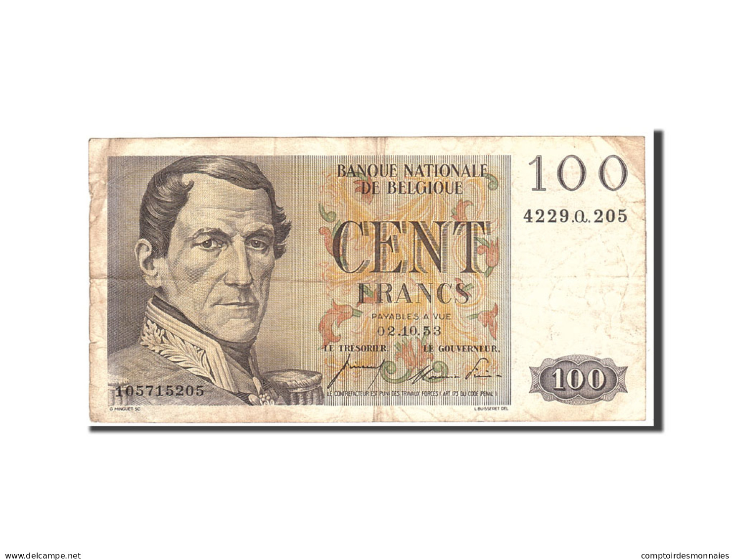 Billet, Belgique, 100 Francs, 1953, 1953-10-2, KM:129b, TB - 100 Francs
