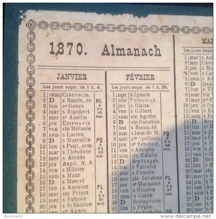 CALENDRIER, MURAL, ALMANACH DES POSTES,1870, La Foire De St Cloud - Groot Formaat: ...-1900